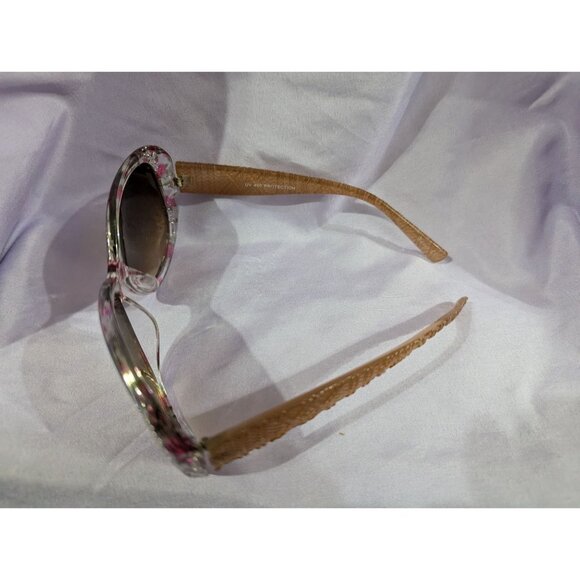 Floral Oversized UV Protection Sunglasses With Brown Gradient Lenses - Picture 3 of 3